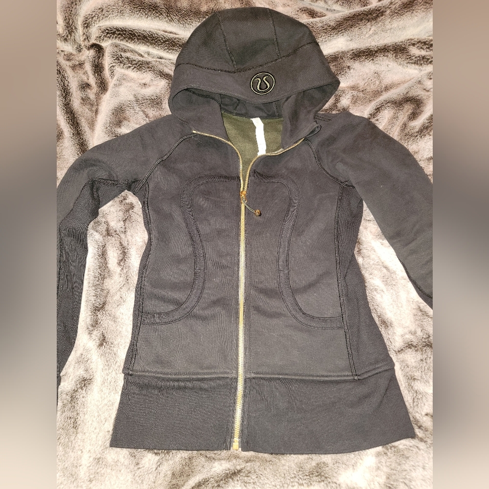 Lululemon Black And Green Scuba Full Zip Size 4 - Picture 3 of 11